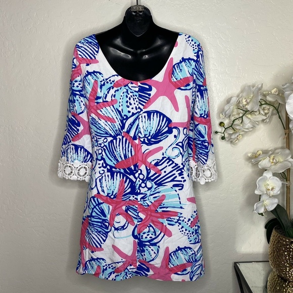Lilly Pulitzer Harbor Tunic Dress She She Shells Starfish Holy Grail XS - Picture 2 of 4